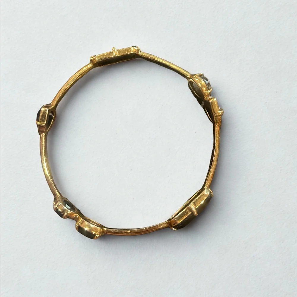 Kate Spade -Gold Tone Metal Bangle Bracelet with Black Stones, Slip On Style - Picture 4 of 4